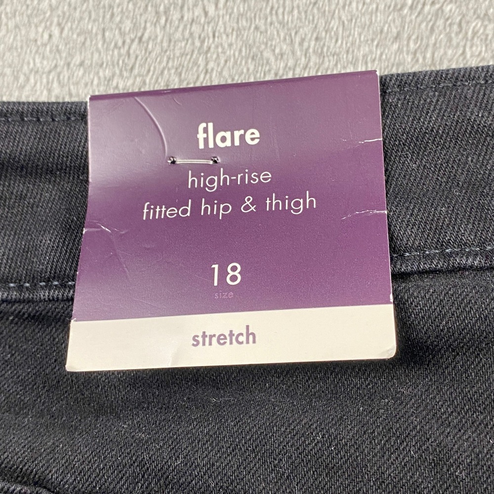AVA & VIV Womens Black High Rise Flare Jeans‎ Tummy Control Size 18 - Picture 12 of 16